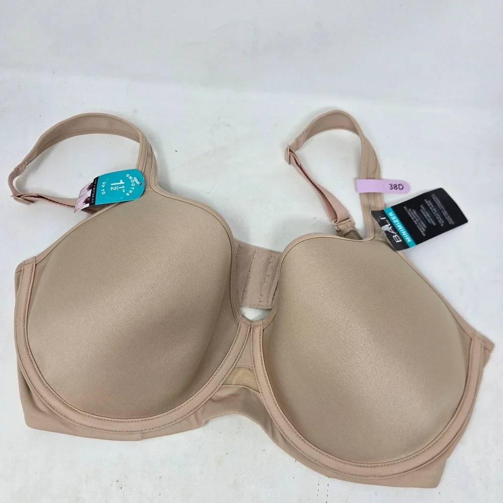 Bali One Smooth U Minimizer Bra‎ Nude Underwire Convertible Straps 38D DF3490