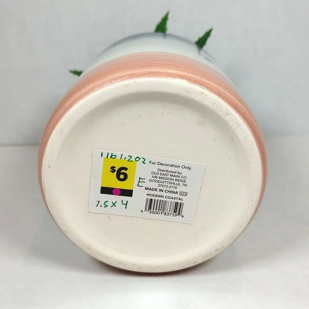 Artificial Succulent Potted Houseplant Cobat Blue White Pink Ceramic Pebbles New