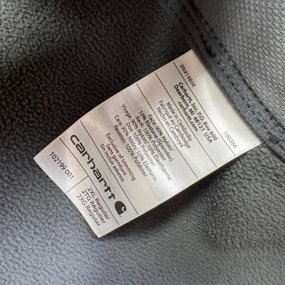 Carhartt Jacket Mens 2XL Black Crowley Soft-shell Fleece Lined Work Company Logo